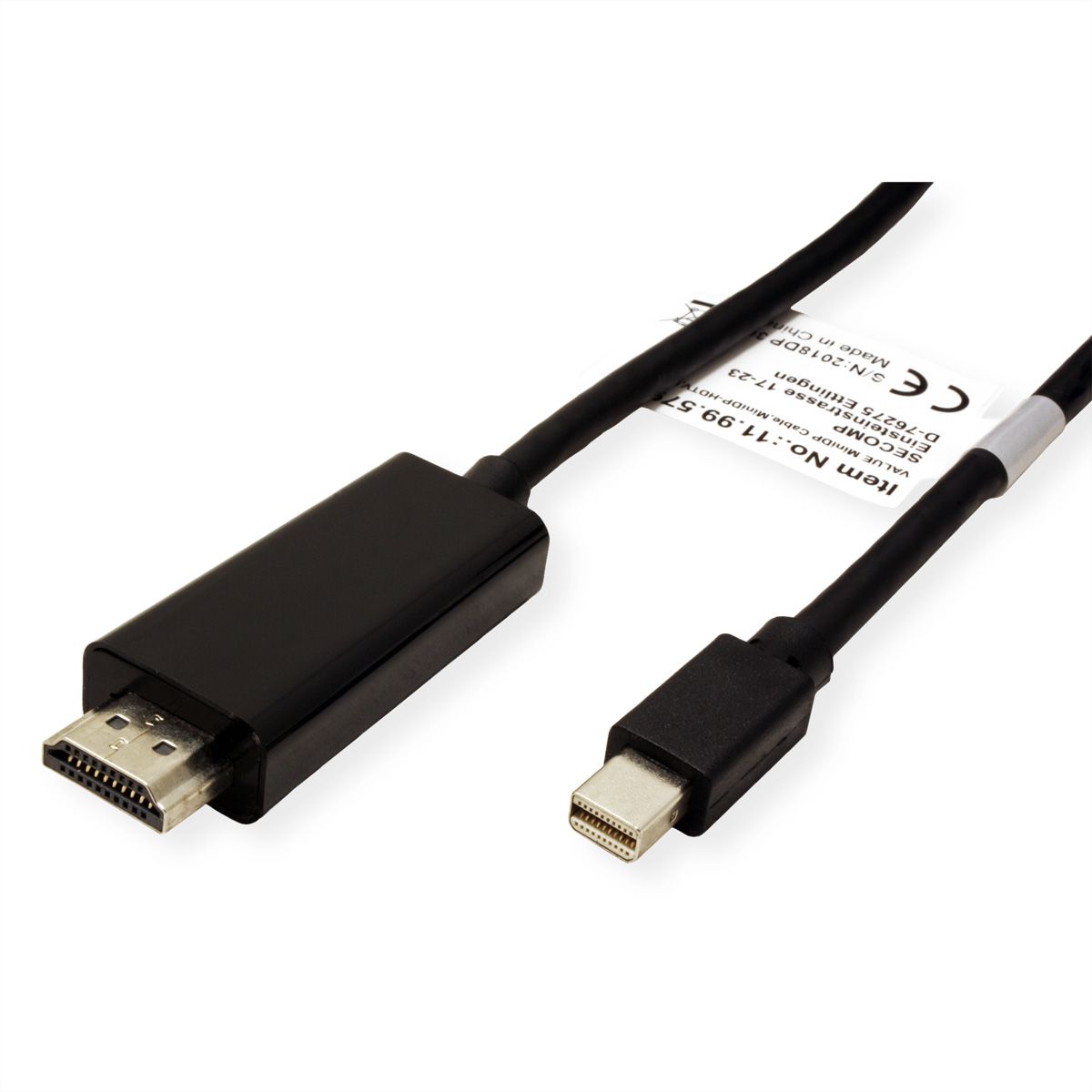 VALUE Mini DisplayPort Kabel, Mini DP-HDTV, ST/ST, schwarz, 4,5 m