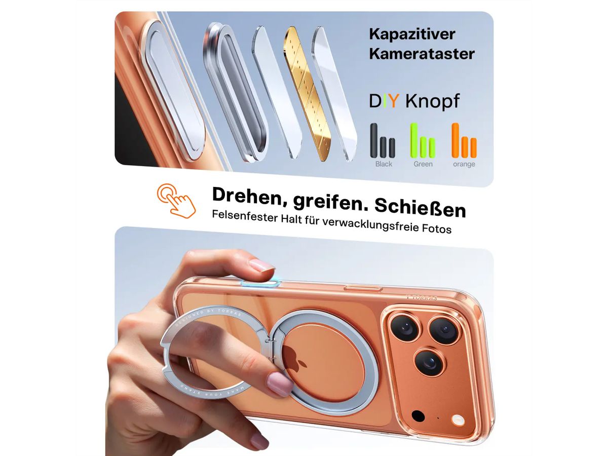 Torras Upro Ostand Case, iPhone 17 Pro, MagSafe, transparent