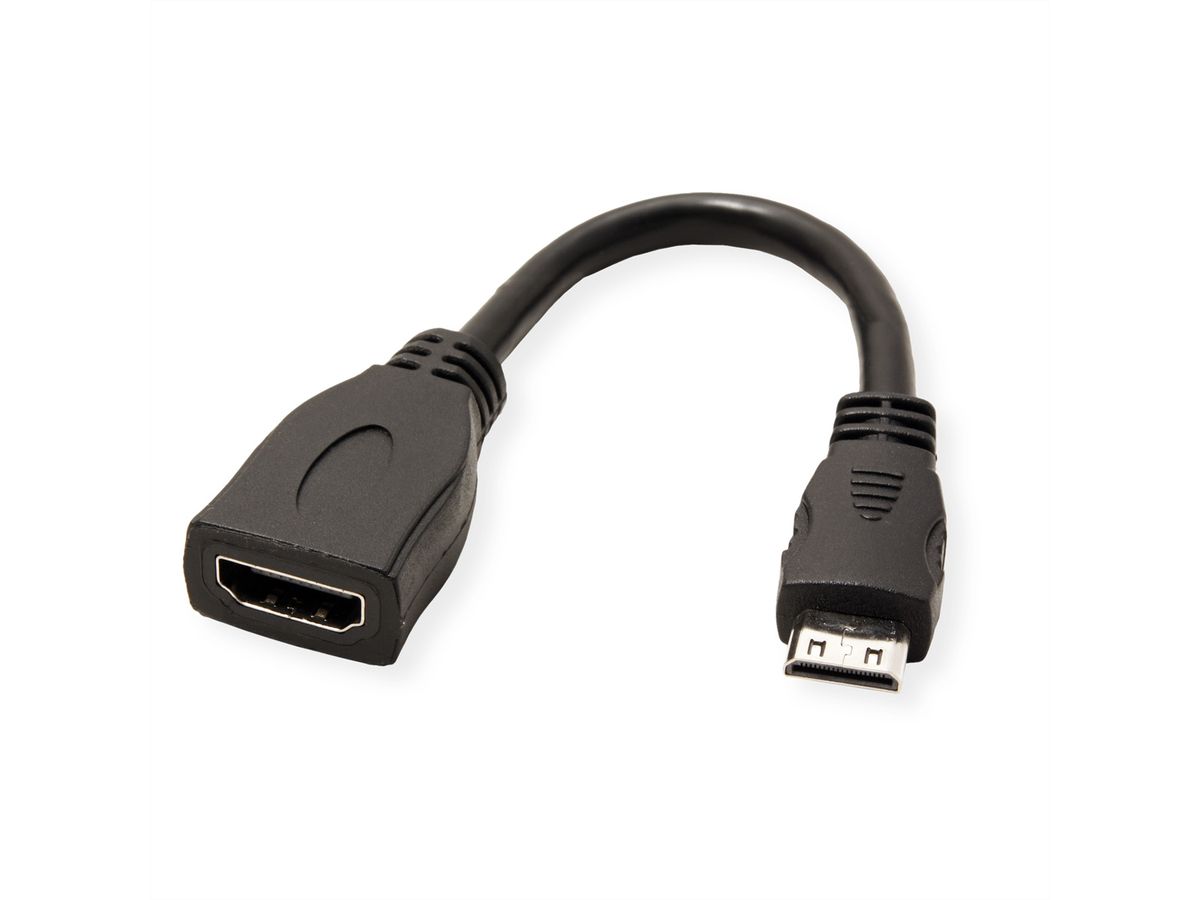 VALUE Câble HDMI High Speed avec Ethernet, HDMI F - Mini HDMI M, 0,15 m