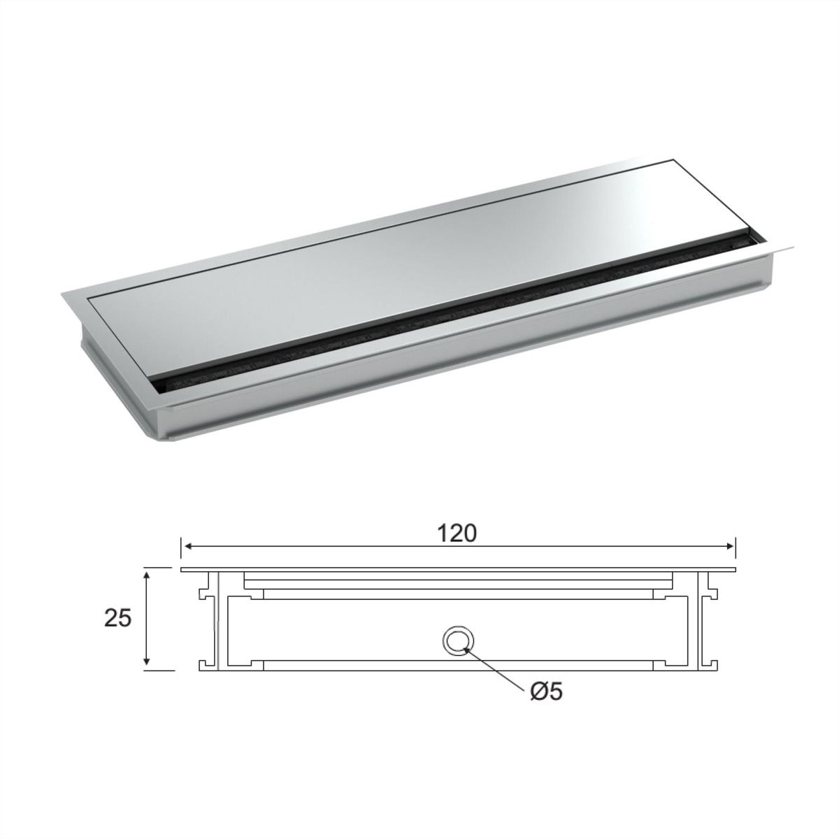 BACHMANN LOOP SQUARE Passe-câbles, argent