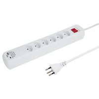 Steffen Bloc multiprises PowerEasy 6 prises, 1x USB-A, 1x USB-C, avec interrupteur, blanc, 1.5m