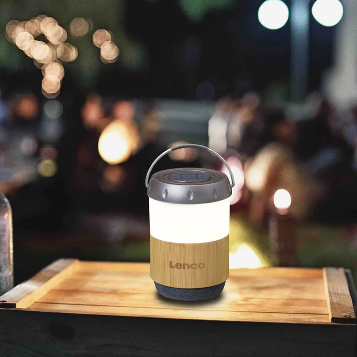 Lenco Bambus Lampe BTL-030BA, mit eingebauter Bluetooth Lautsprecher