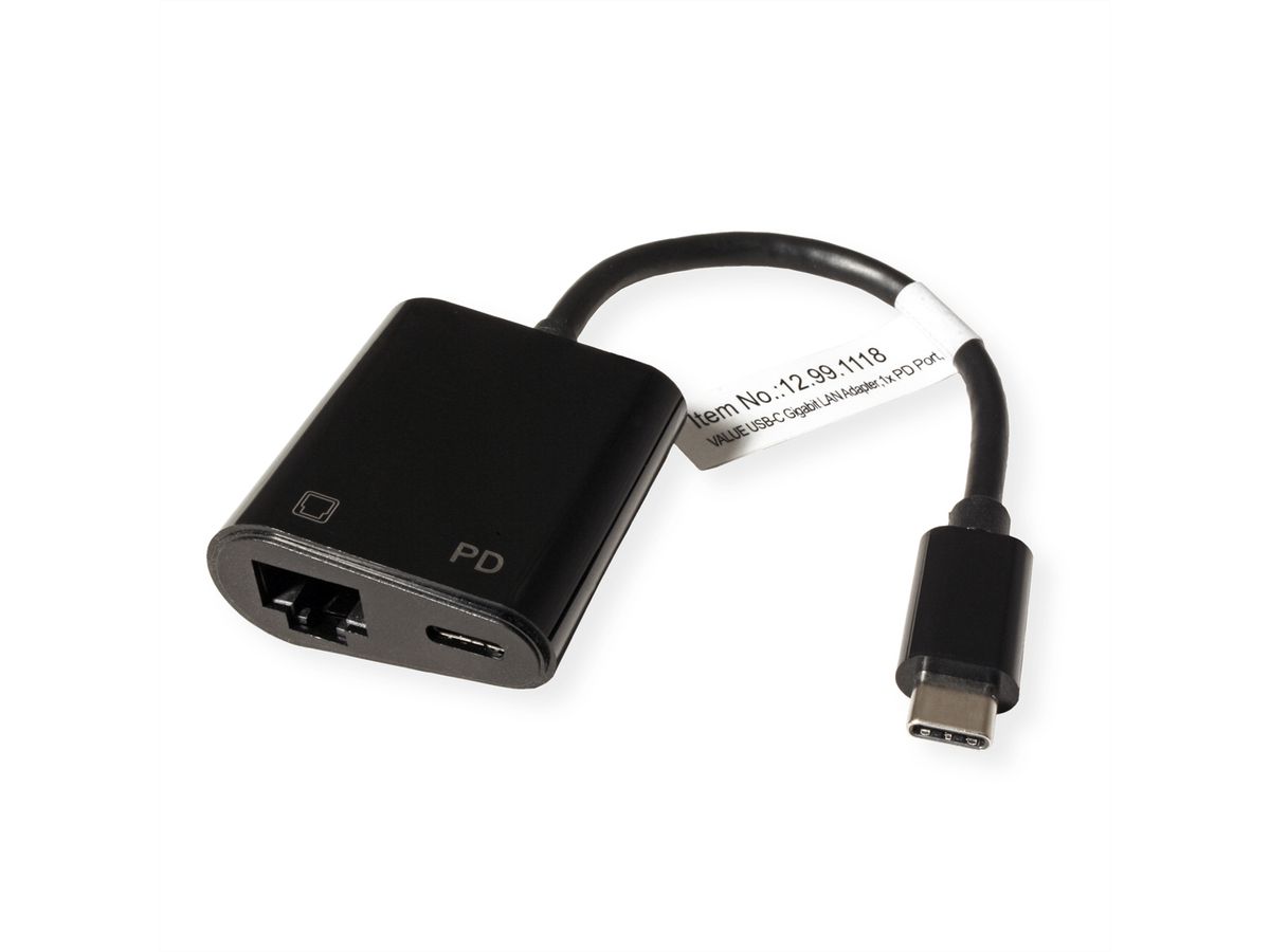 VALUE Convertisseur USB 3.2 Gen 2 type C - Gigabit Ethernet, + 1x PD, 100W