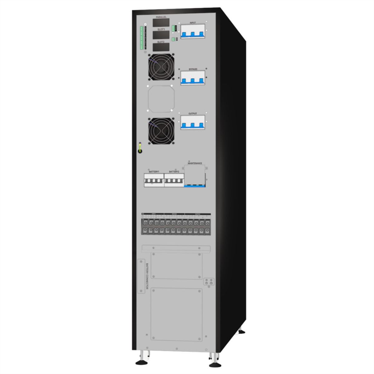 AEC IST7 40kVA - Online Tower USV –  144x 9Ah Batterien – 6 Min. Autonomie bei 100% Last, mit internen Batterien – 72x 9Ah LL & externer Batterieschrank BB4 mit 72x 9Ah LL