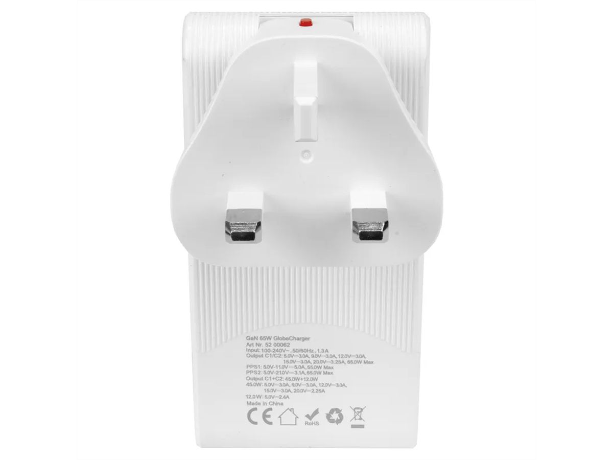 Steffen Adaptateur World PD 65W, 2xUSB-C, max. 5A blanc