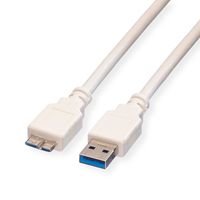 VALUE Câble USB 3.2 Gen 1, A M - Micro B M, blanc, 0,15 m