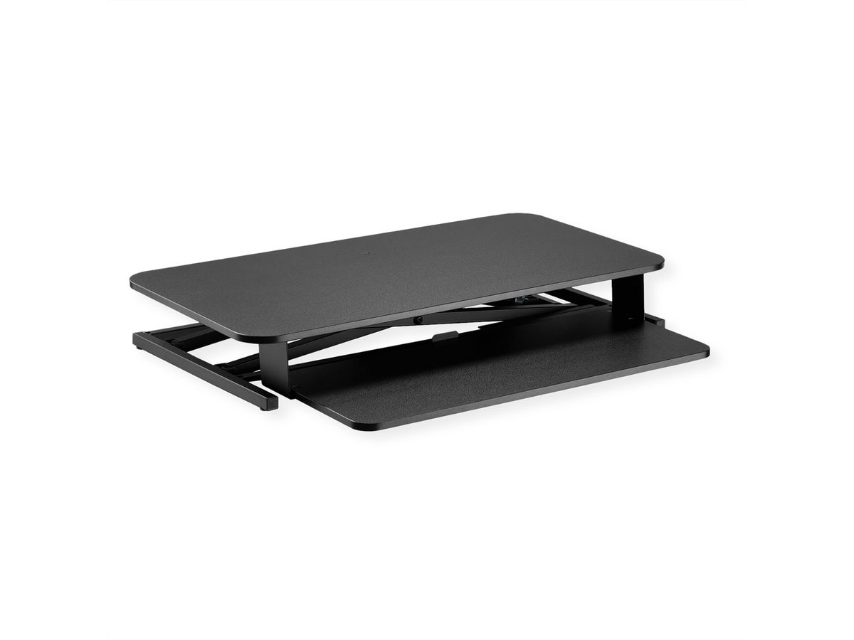 VALUE Höhenverstellbarer Schreibtischaufsatz, 800 x 400 mm, schwarz