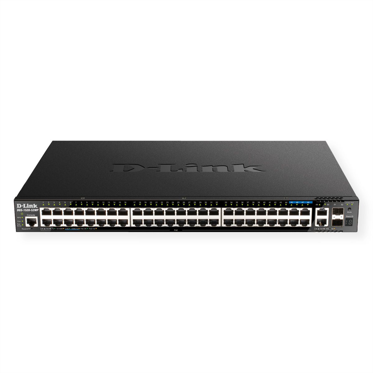 D-Link DGS-1520-52MP/E 52-Port Smart Managed PoE+ Gigabit Stack Switch, 4x 2.5 GE, 4x 10G