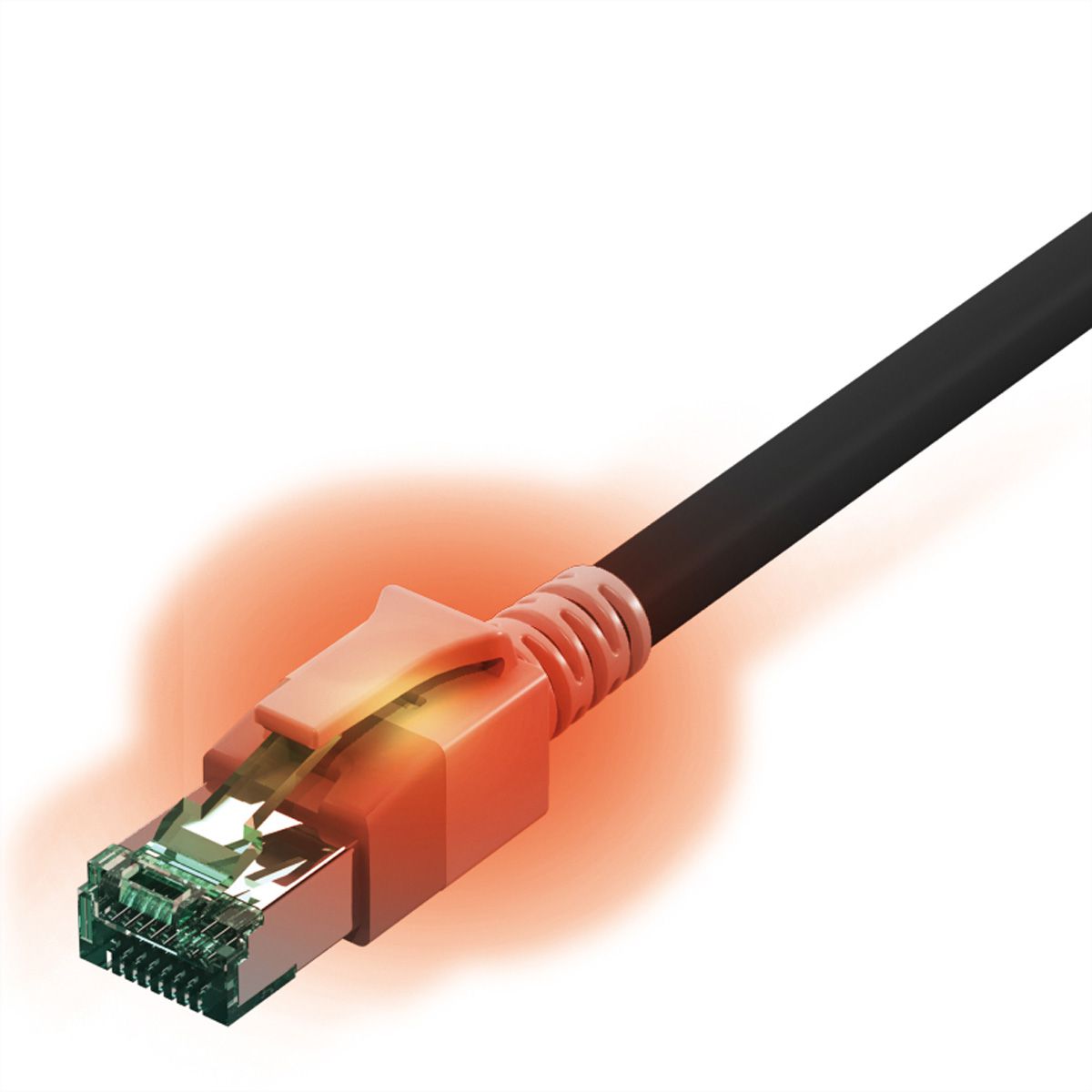 EasyLan DualBoot LED Patchkabel RJ45 S/FTP Cat.6A (Class EA), mit saCon Stecker, LSOH, schwarz, 2 m