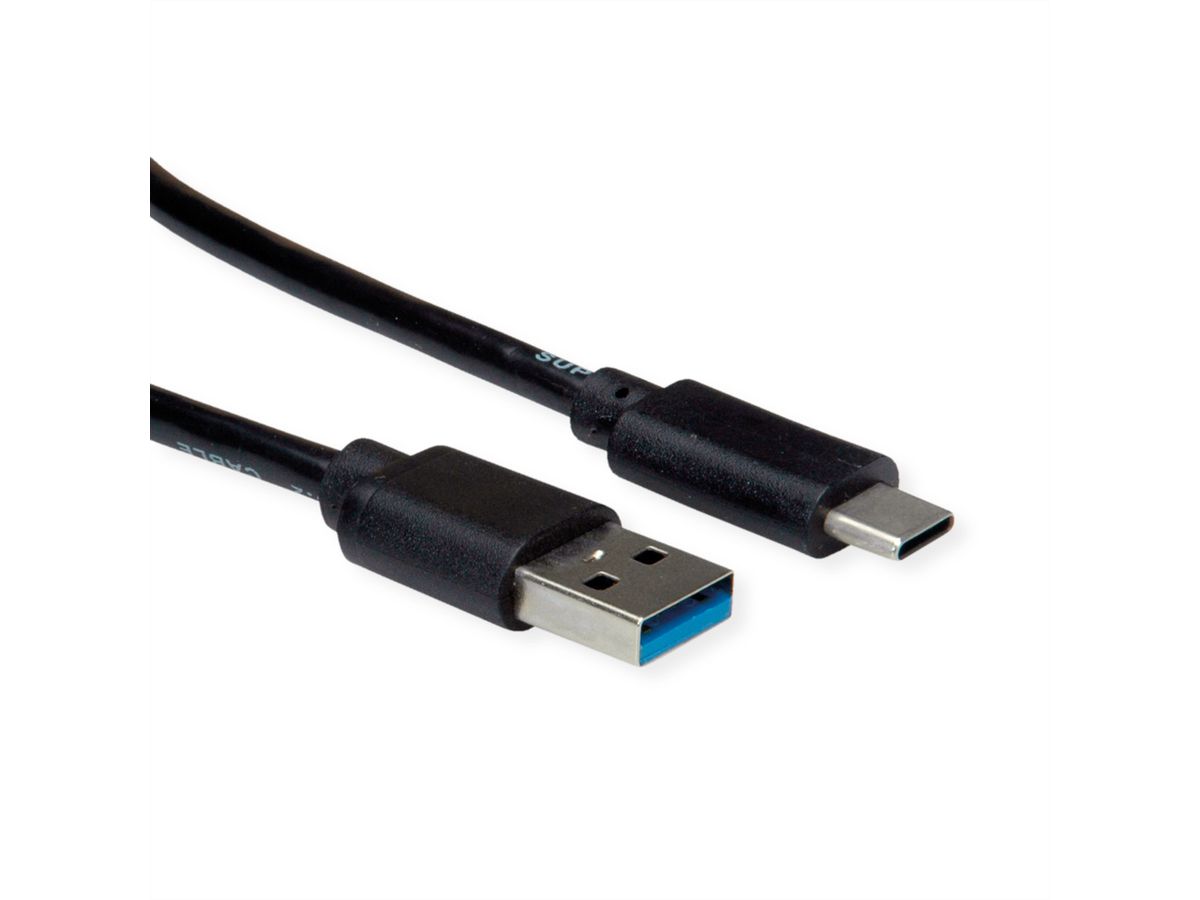 ROLINE RM USB 3.2 Gen 1 Kabel, USB A-C, ST/ST, schwarz, 1 m