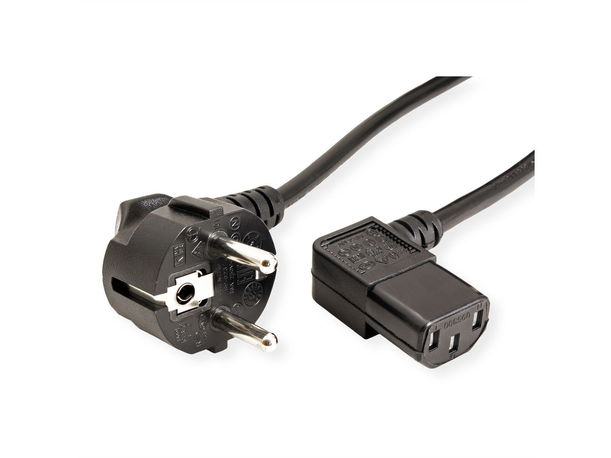 ROLINE Netzkabel, abgew. IEC-Buchse, schwarz, 1,8 m