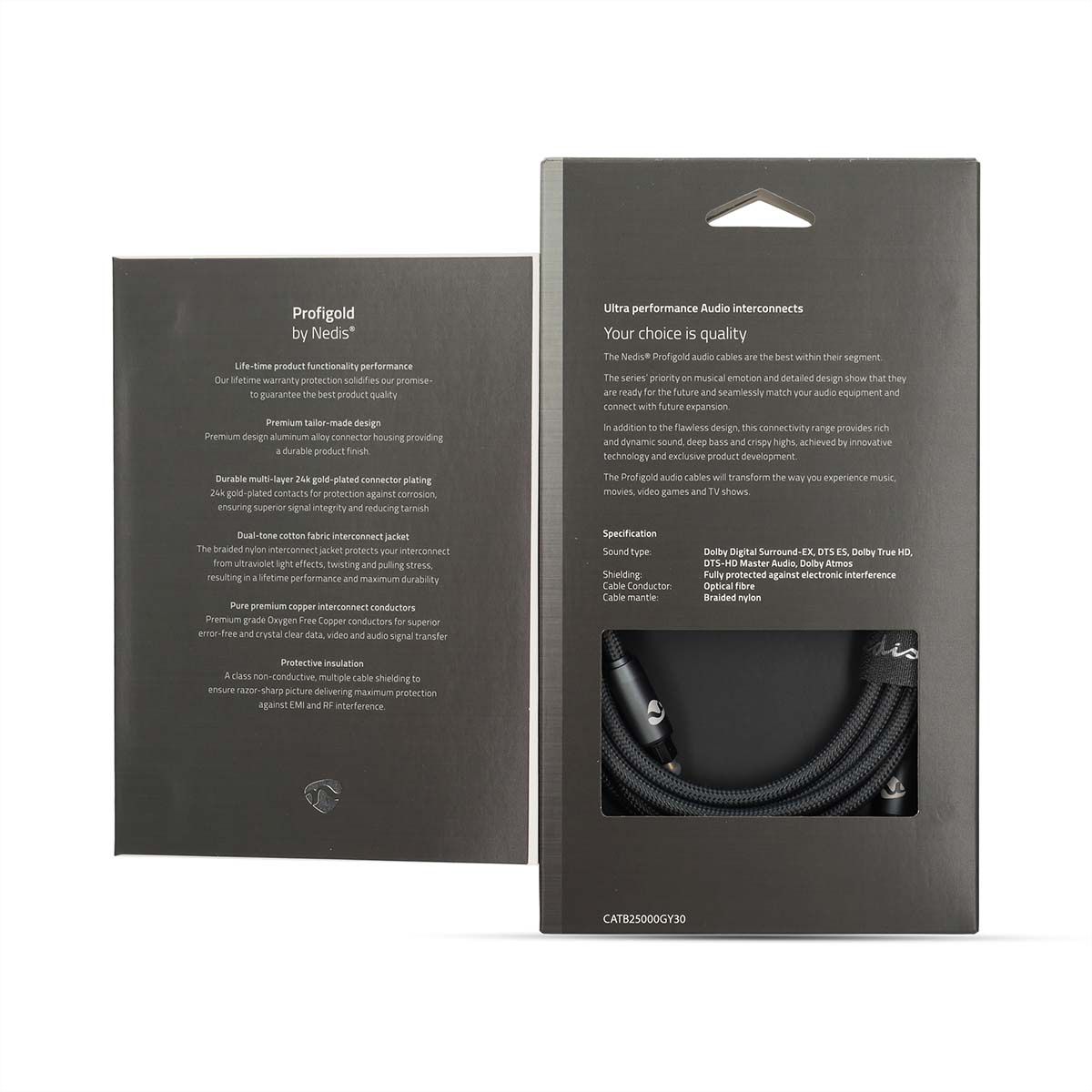 Nedis Optisches Audiokabel Toslink, ST/ST, grau, 3 m
