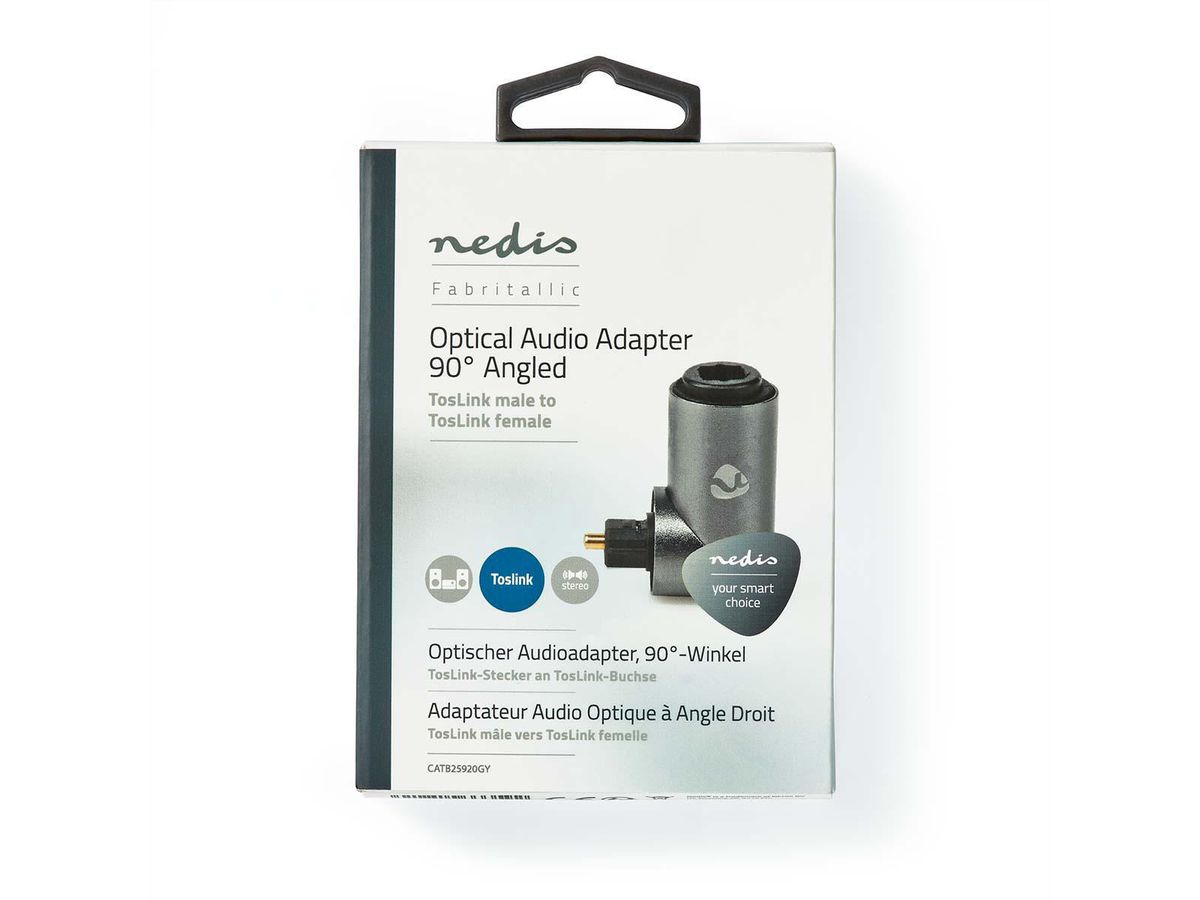 Nedis Toslink Winkel Adapter, 90° abgewinkelt, ST/BU, grau