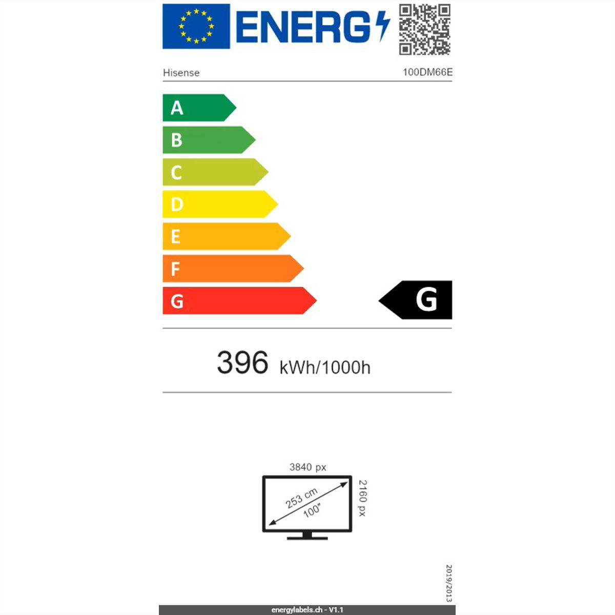 Hisense Signage Display 100DM66E, 100", 24/7, UHD, 500cd/m²
