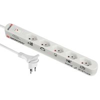 Skross bloc multiprise 5x T13, Fiche plate, interrupteur, blanc