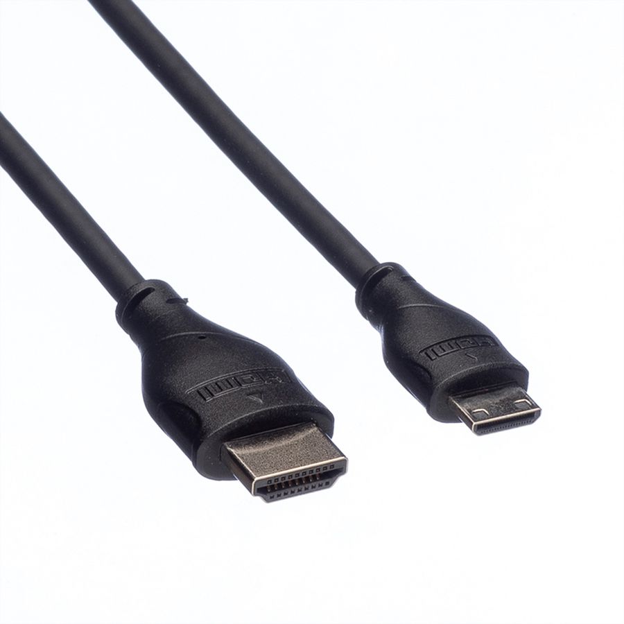 ROLINE HDMI High Speed Kabel mit Ethernet, HDMI ST - Mini HDMI ST, 0,8 m
