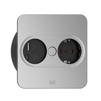 BACHMANN TWIST 2 1xCEE7/3 1xUSB A/C 22W 0,2m GST18 argent carré, Mess.p.Ph. 5G2,5 CEE3x16A Lan Commutation p.D.