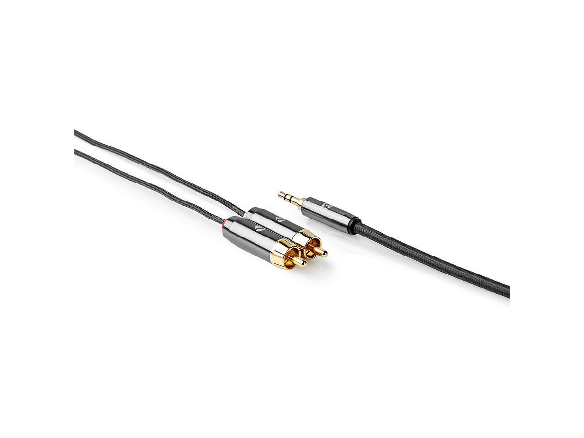 Nedis Stereo-Audiokabel, 1x Klinken ST, 2x Cinch ST, grau, 1 m