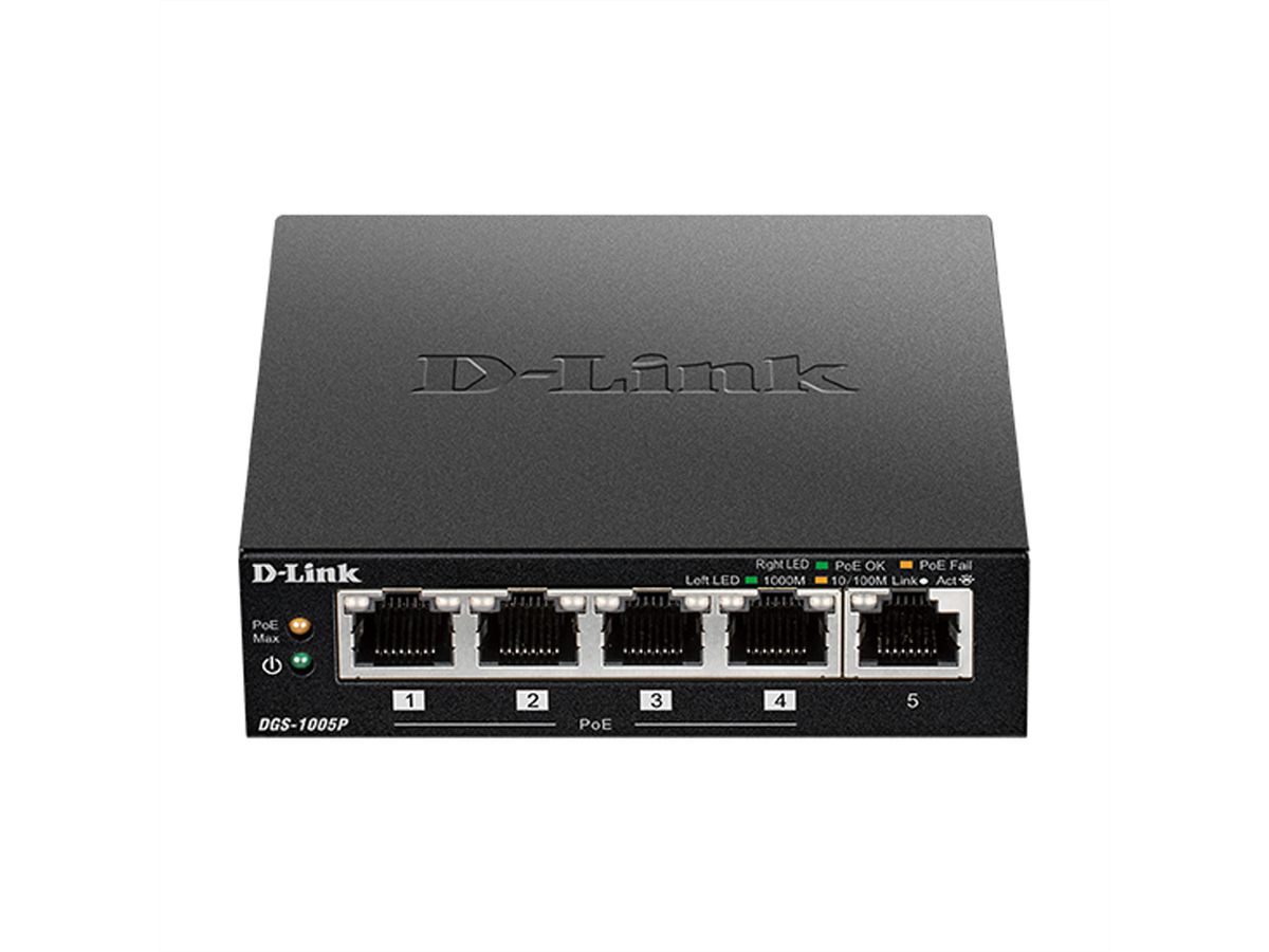 D-Link DGS-1005P/E Switch de bureau Gigabit PoE+ 5 ports 60W