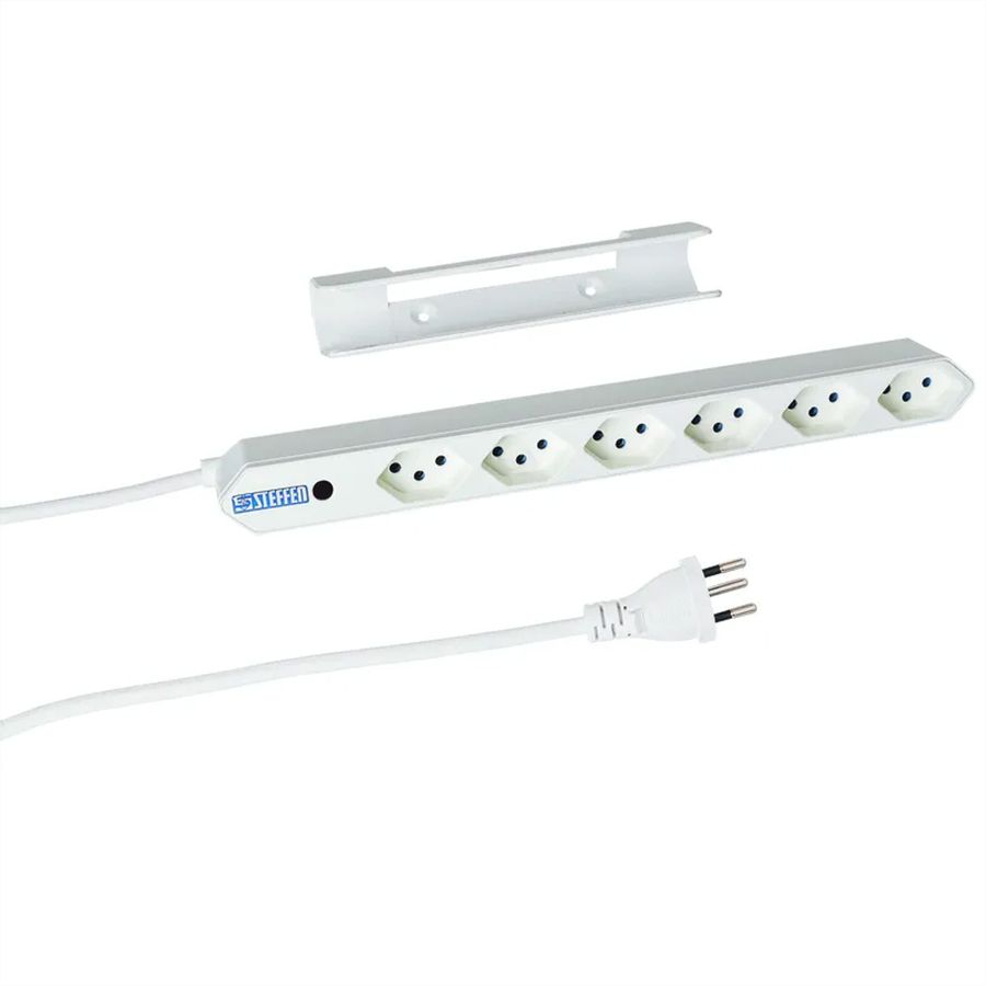 Steffen Bloc multiprises de bureau Alu Desk, 2x T13, 1x USB-A, 1x USB-C, 1.5m, blanc