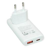 VALUE USB Charger mit Euro-/US-Stecker, 2 Ports Typ A+C, 65W