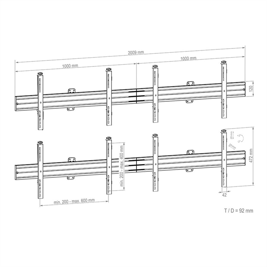 Hagor Support mural CPS Videowall W2x2L 46-55