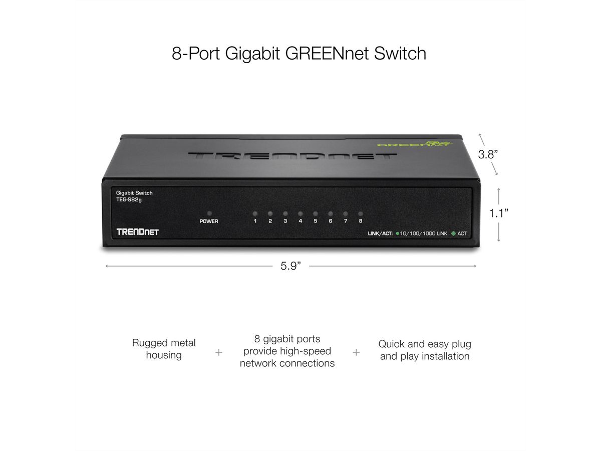 TRENDnet TEG-S82g 8-Port Gigabit GREENnet Switch