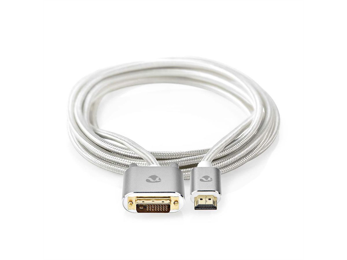 Nedis DVI zu HDMI, ST/ST, silber, 2 m
