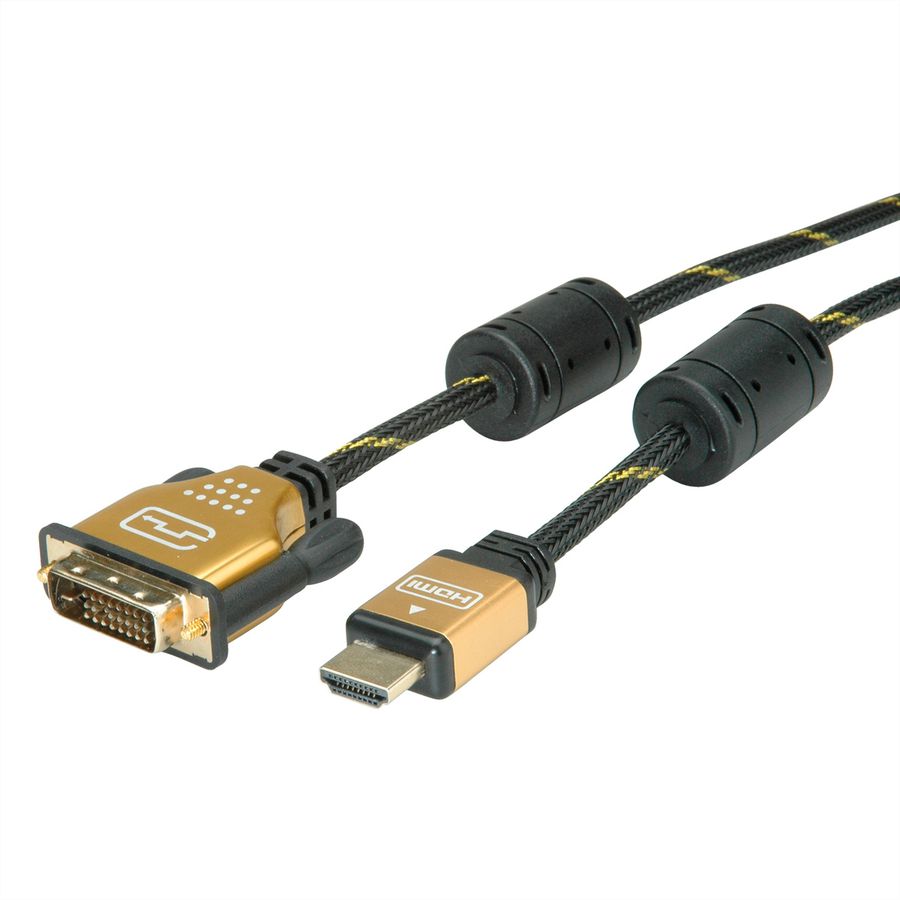 ROLINE GOLD Câble pour écran DVI (24+1) - HDMI, M/M, 2 m