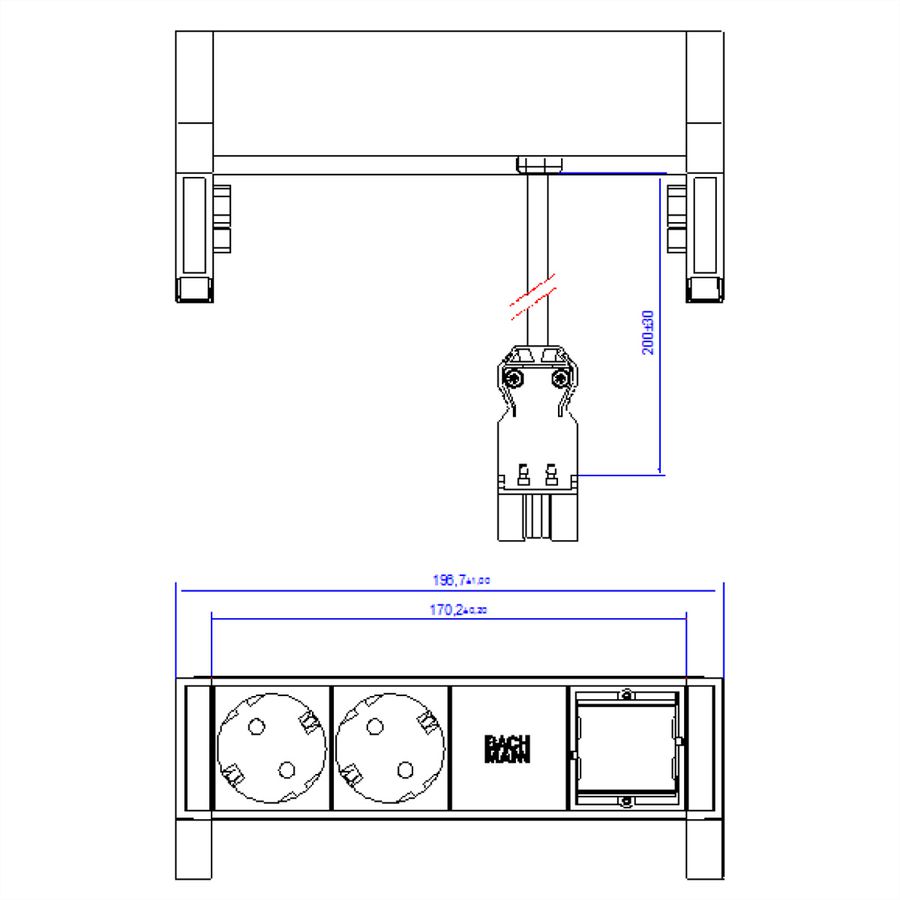 BACHMANN DESK2 2x Schutzkontakt 1x ABD GST18 Inox