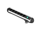 BACHMANN PRIMO Bâti de prises 6x contact de protection, aluminium, avec interrupteur, 1,75 m