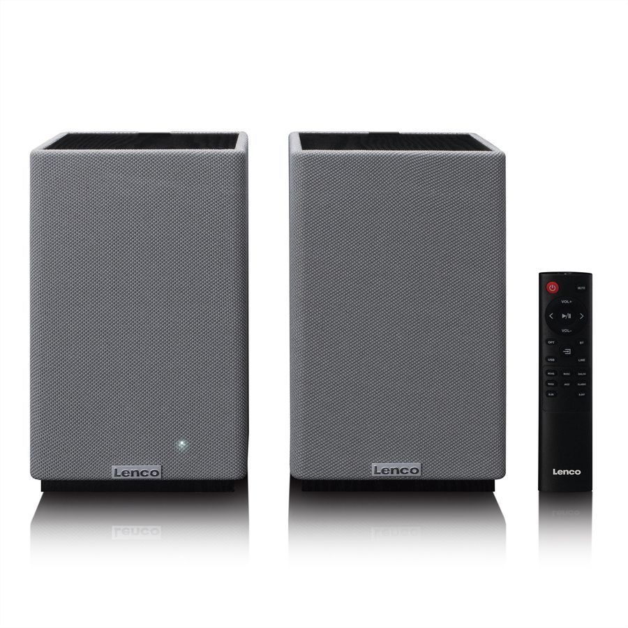 Lenco Aktiv Lautsprecher, 2x40W, Wood,, BT, opt.In, USB, AUX, SUB-Out, IR-FB.