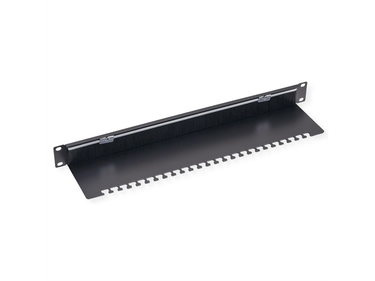 VALUE Passe-câbles 19" de 1U, avec brosse, avec plaque porte-câbles, noir