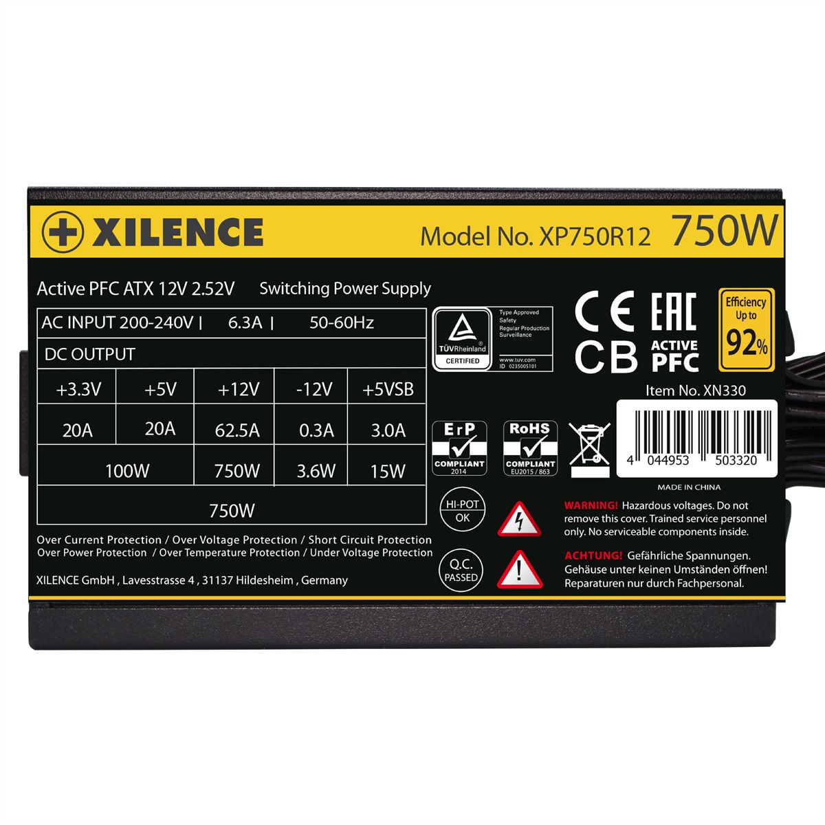Xilence XP750R12 750W Alimentation PC, Meet 80+ Gold, Gaming, ATX