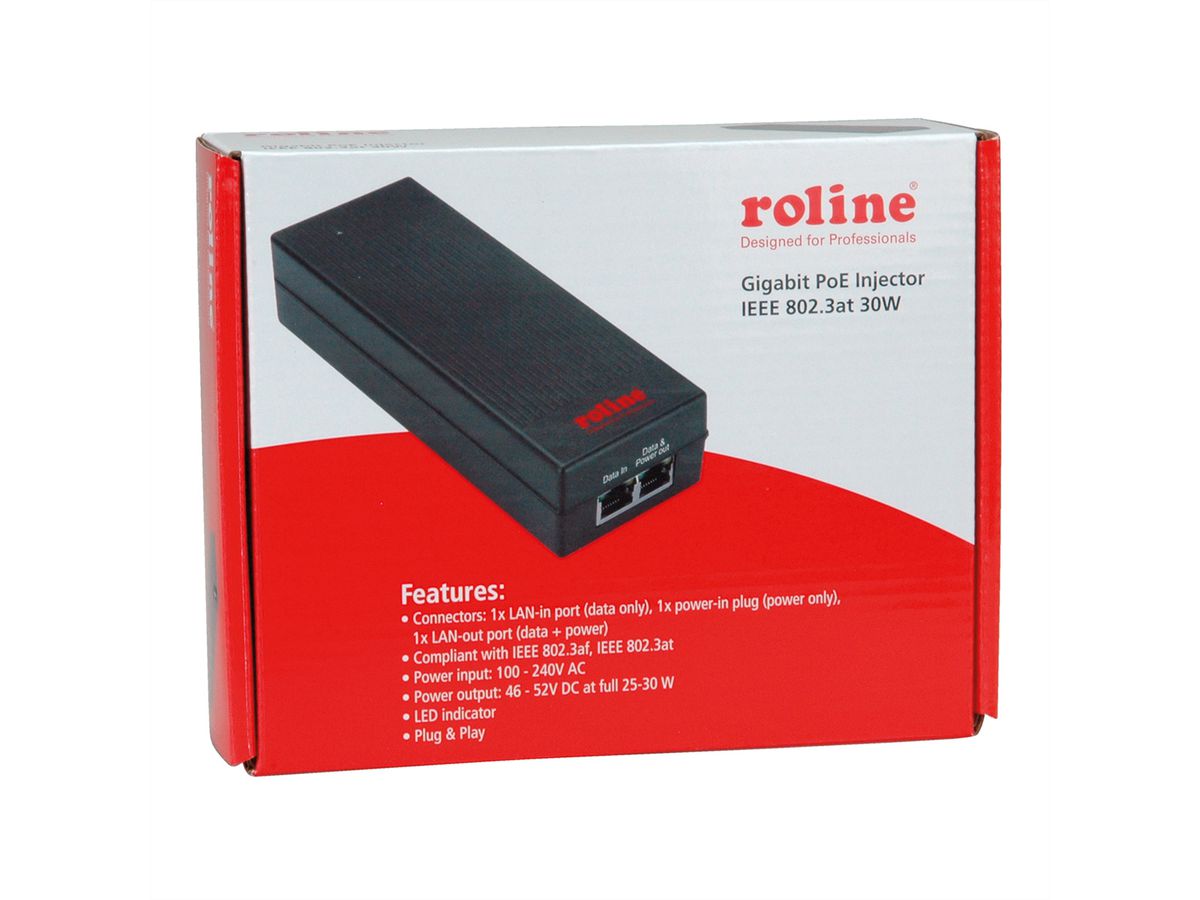 ROLINE Injecteur PoE Gigabit, 30W