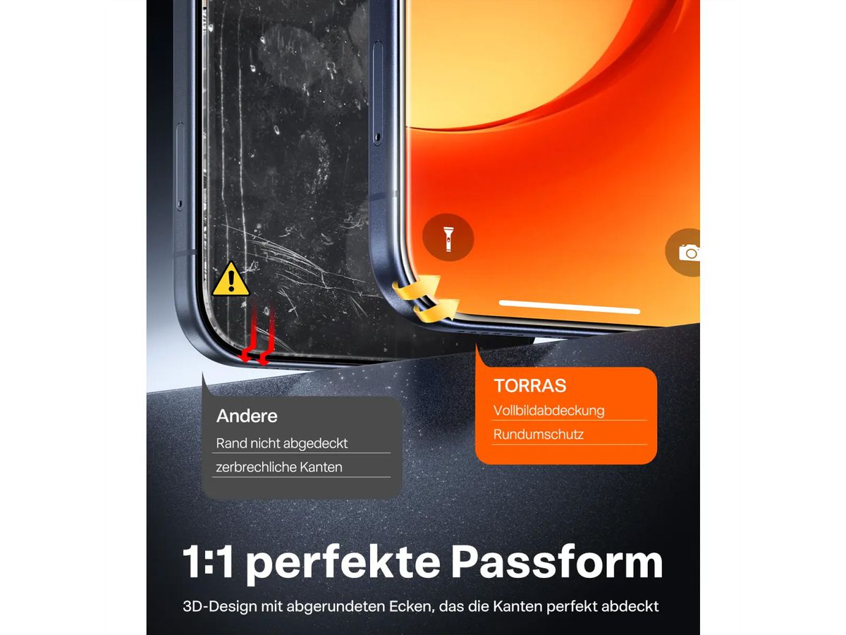 Torras Install Master Privacy protection d'écran, iPhone 17, transparent