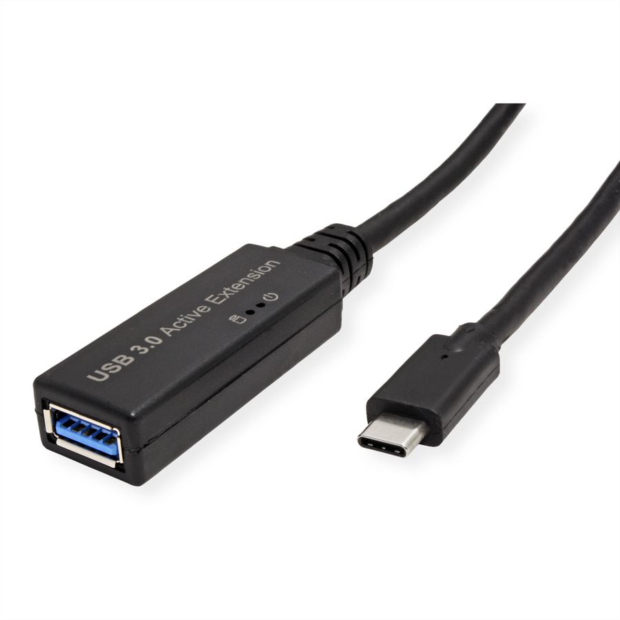 ROLINE Câble prolongateur USB 3.2 Gen 1 actif, Type A - C, noir, 5 m
