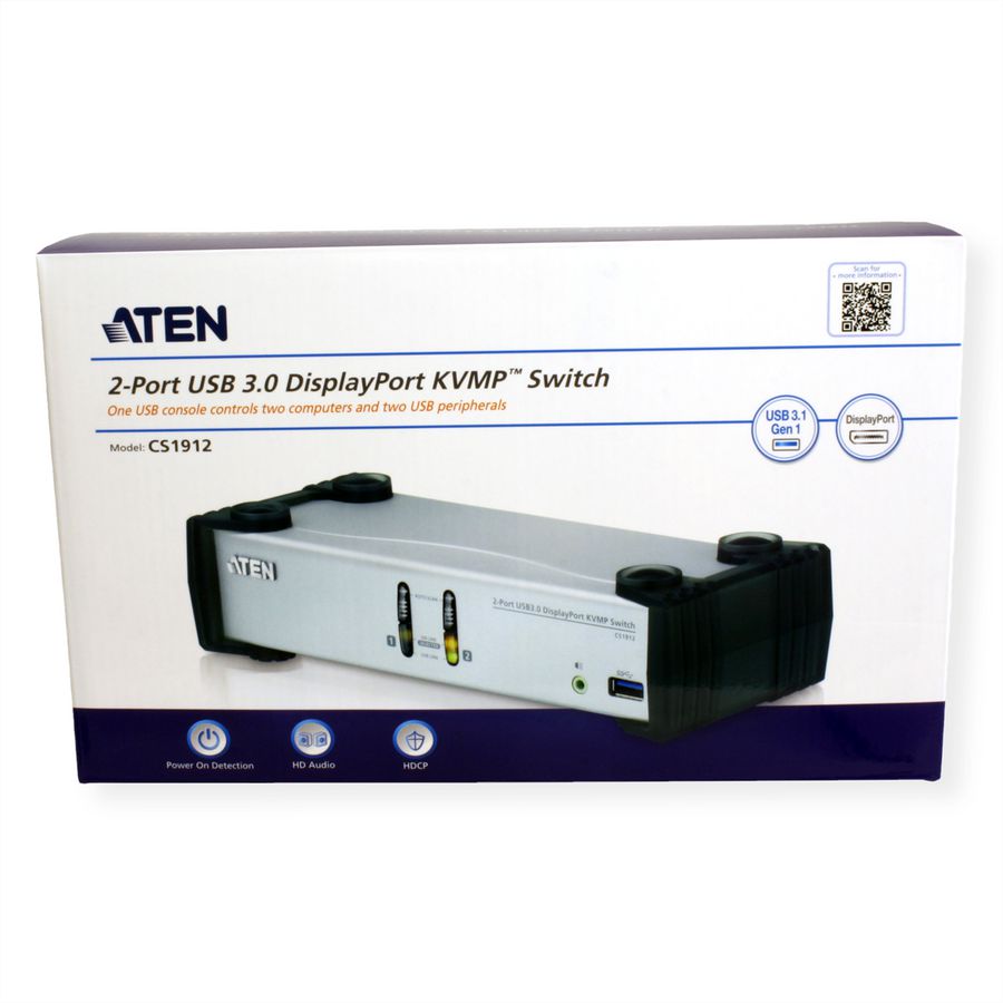 ATEN CS1912 Commutateur KVMP DisplayPort 2 ports USB 3.0