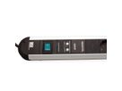 BACHMANN Multiprise Primo 9x protection totale appareil et interrupteur, Chargeur USB 60W 1xABD 0,2m GST18 INOX, 1,75 m