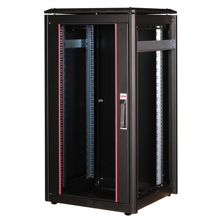 ROLINE 19-Zoll Netzwerkschrank Pro 22 HE, 600x600 BxT Glastür schwarz