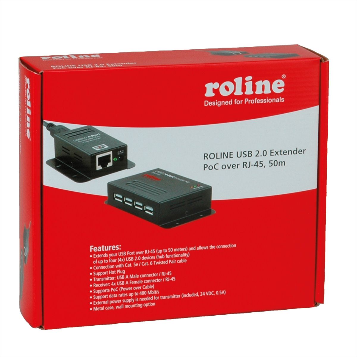 ROLINE Rallonge USB 2.0 à partir de RJ45, 4x USB, max. 50m