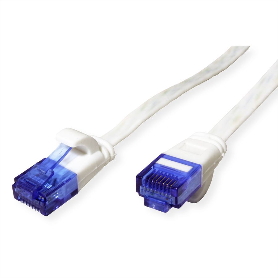 Cordon VALUE Cat.6A (Classe EA) UTP confectionné, plat, blanc, 3 m