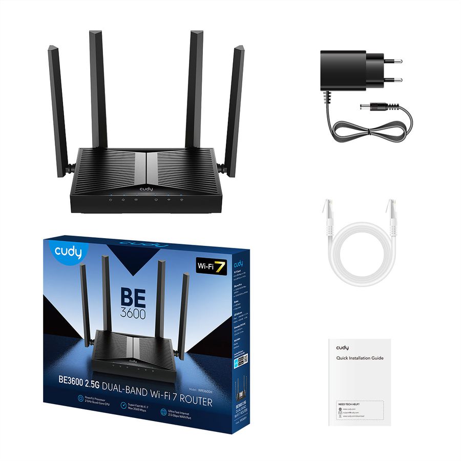 CUDY WR3600H BE3600 Routeur Mesh 2.5G Wi-Fi 7