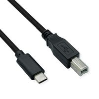 ROLINE Câble USB2.0 Type C - B, M/M, noir, 1,8 m