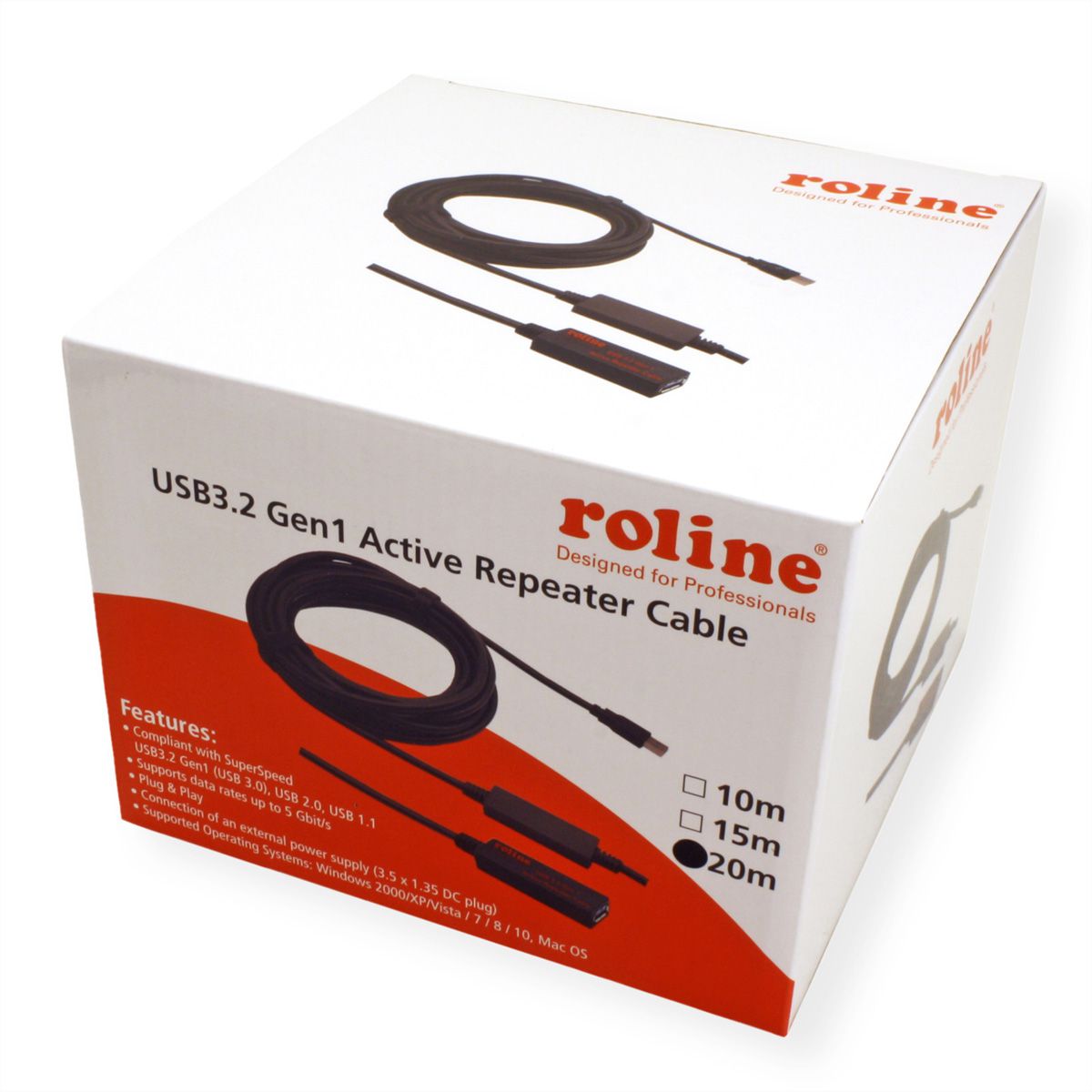 ROLINE Câble prolongateur actif USB 3.2 Gen 1, noir, 20 m