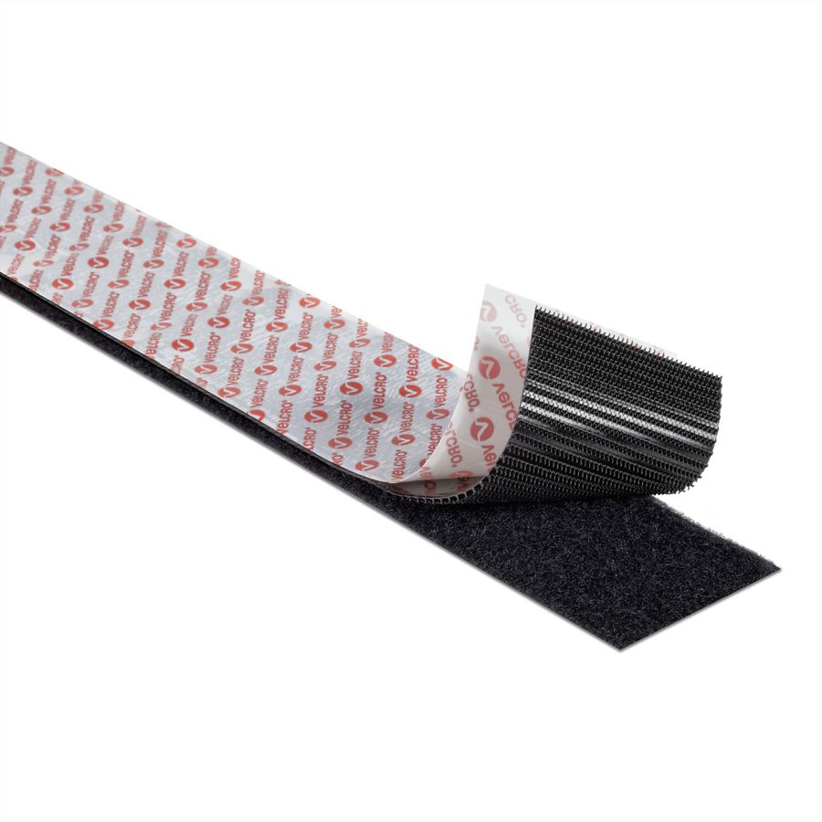 VELCRO® Bande 50mmx1m noir, crochets&velours autocollants extra fort