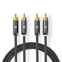 Nedis Stereo-Audiokabel, 2x Cinch, ST/ST, grau, 5 m