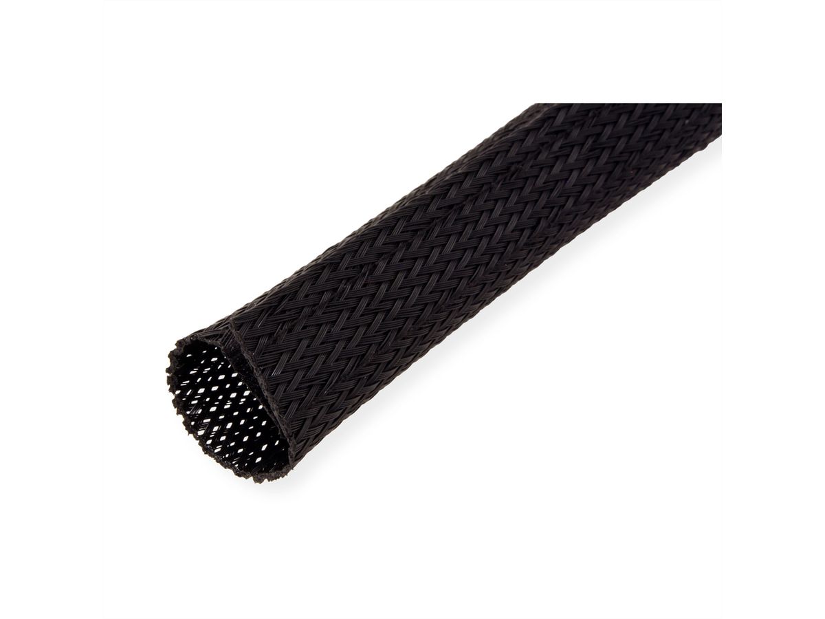 ROLINE PVC Gewebeschlauch für Kabelbündelung, mit Klettband, schwarz, 2,5 m