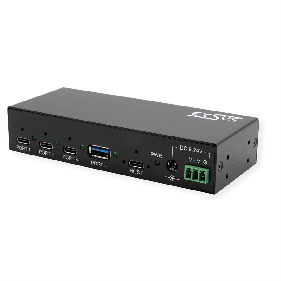 EXSYS EX-12293HMS Hub métal USB 3.2 Gen2, 4 ports, 3x C et 1x A