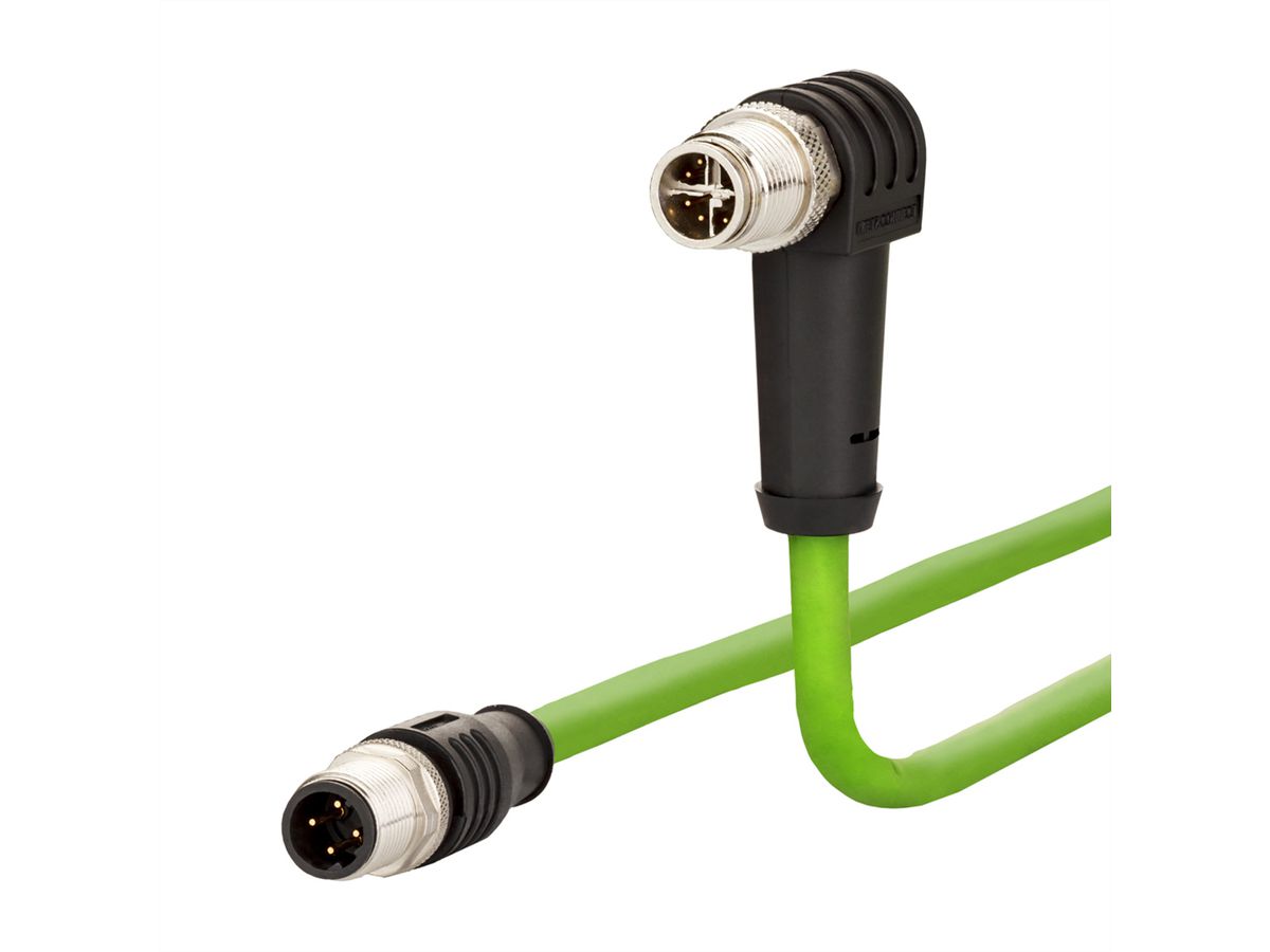 METZ CONNECT Verbindungsleitung M12 ST-M12 ST, 8-pol X-kodiert, gerade-gewinkelt, 1 m